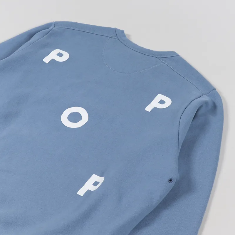 Pop Trading Company Logo Crew Neck Sweat Blue Shadow-2